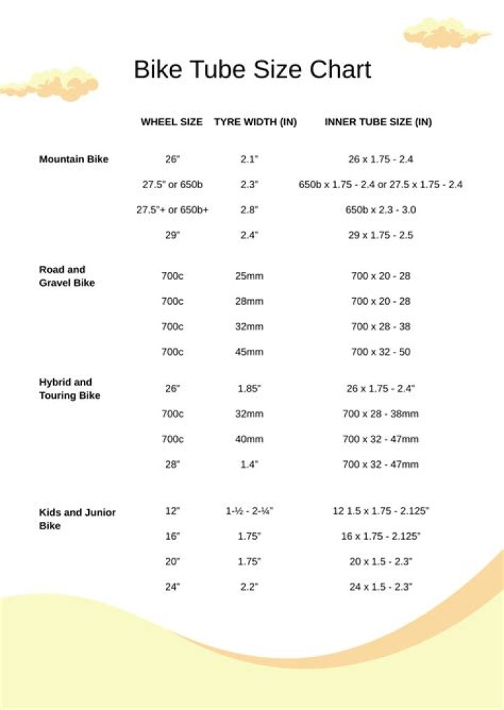 Bike tube sizes - How To Discuss