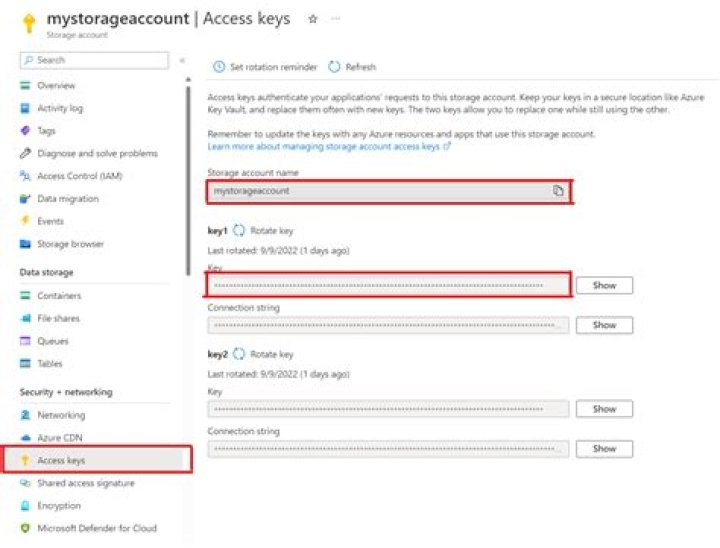 How do I find my storage account key?