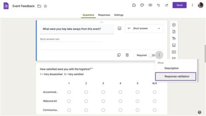 How do I set response validation in Google forms