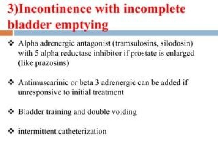 How do you treat an incomplete bladder emptying?