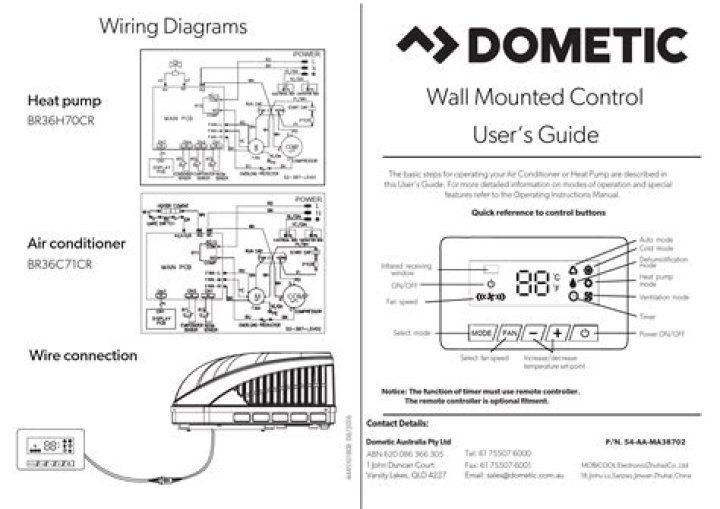 How does the Dometic air conditioner control panel work?