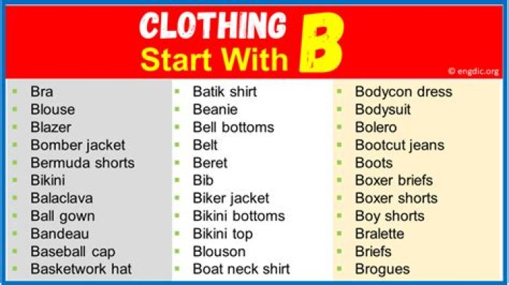What is a clothing that starts with B?