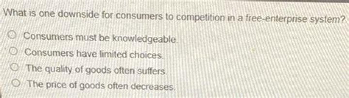 What is one downside for consumers to competition in a free enterprise system consumers must be knowledgeable