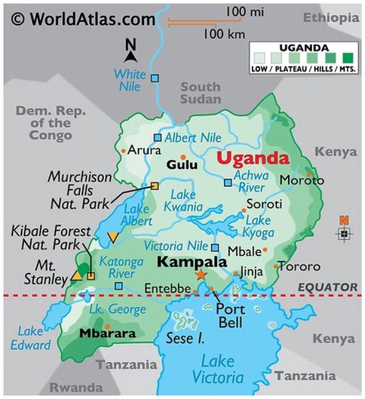 What is the land area of Uganda
