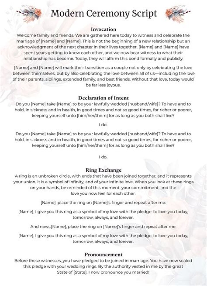 What the officiant says at a wedding