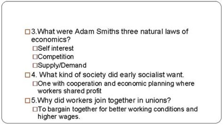 What were Adam Smiths three natural laws of economics