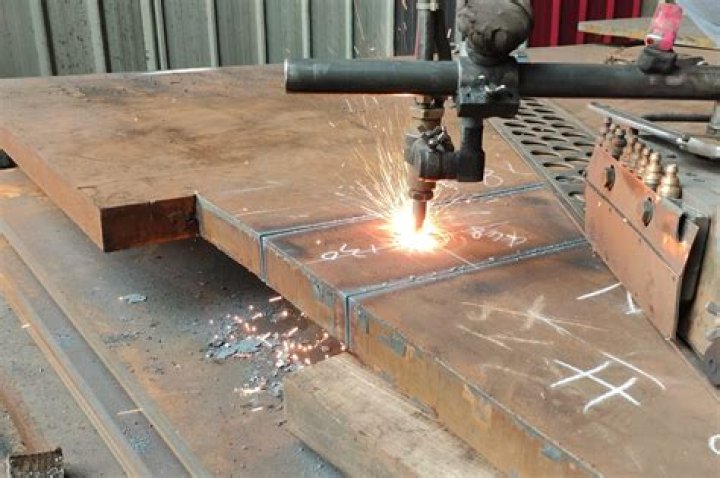 When cutting thin steel with oxy fuel cutting equipment point the torch tip in the direction the torch is traveling at a