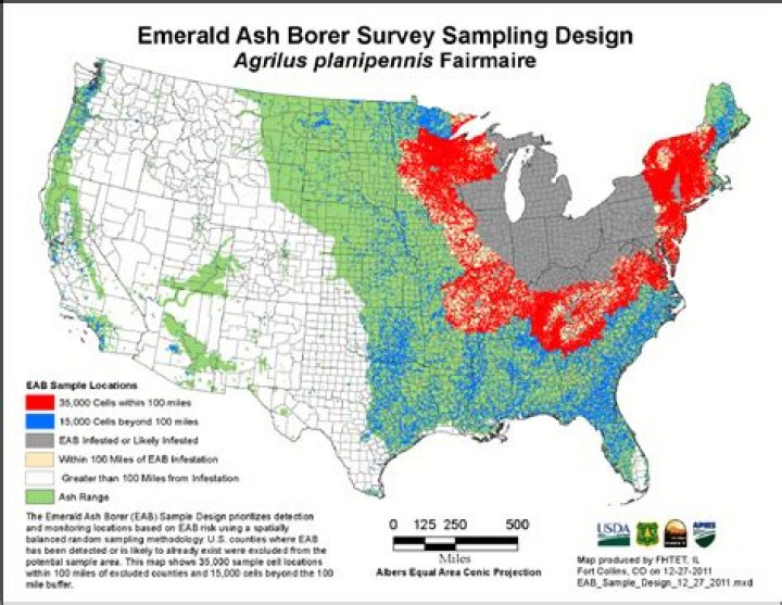 Where has the emerald ash borer invaded