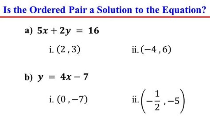Which Ordered Pair Is A Solution Of The Equation